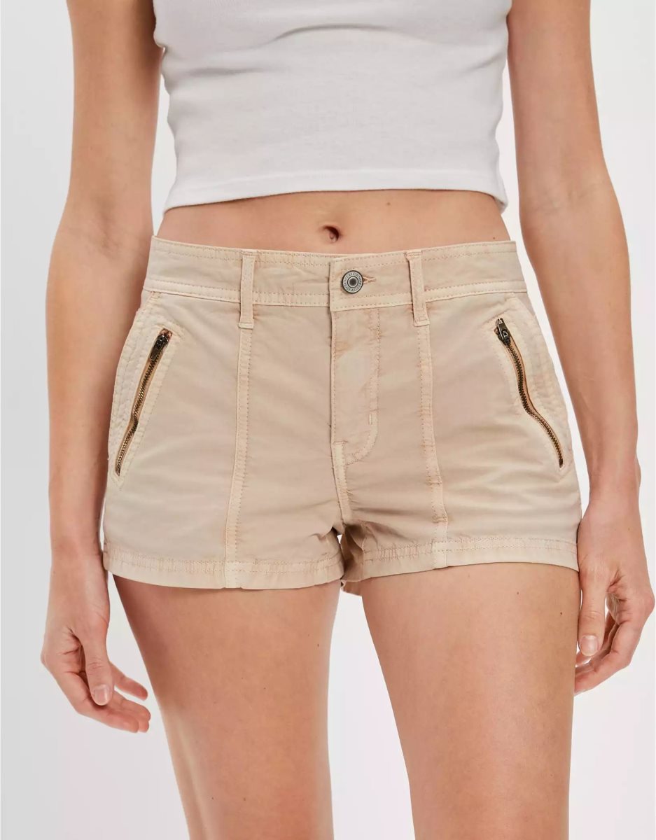 Shorts American Eagle AE Snappy Stretch Low-Rise Kaki Clair Femme | JAR-51237202